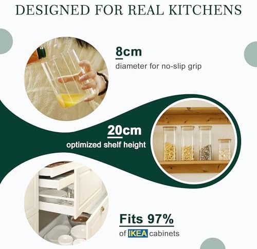 LIBWYS 12-Pack Square Glass Storage Jars with Bamboo Lids