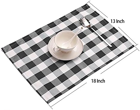 18"x13" Plaid Checkered Placemats,Black & White Checker