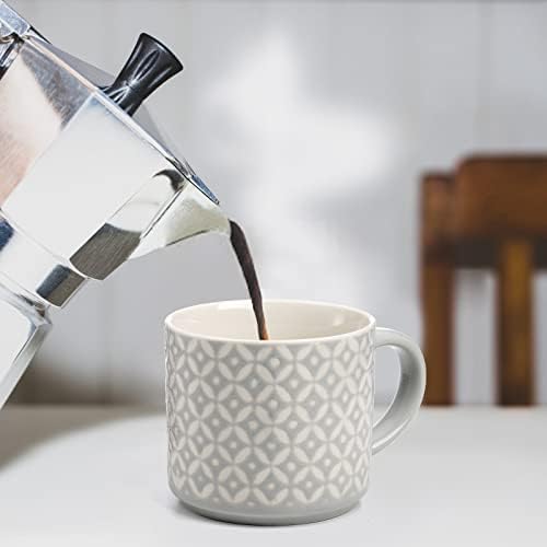 Hiceeden Set of 4 Coffee Mugs with Metal Stand, 15 oz Stackable