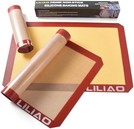 LILIAO Silicone Baking Mats, 3-Pack, Red