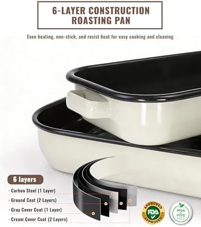 Enamel Turkey Roasting Pan with Rack Set, 14&17 Inch