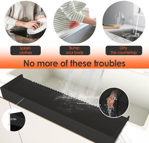 Silicone Sink Edge Protector &Splash Guards, 5° Upgrade Multifunction