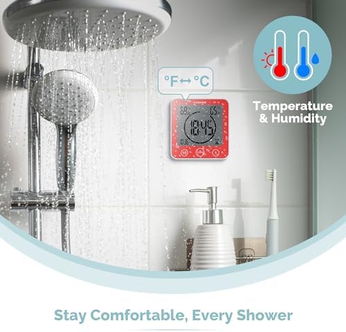 KADAMS Waterproof Digital Shower Timer, Red