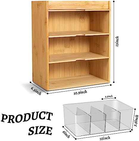 TIMIEEYA Tea Bag Organizer - Bamboo Tea Storage With Drawer 3 Layer