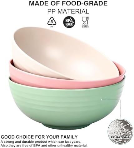 Greentainer Unbreakable Large Salad Bowls, 76 oz Plastic Serving Bowl