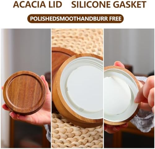 3 Pcs 40.5 oz/1200ml Glass Jars with Airtight Screw-On Wooden Lids