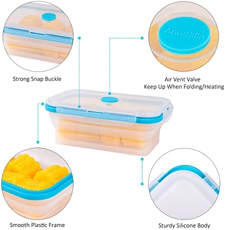 Collapsible Food Storage Containers with Lid & Air Vent, Bundle of