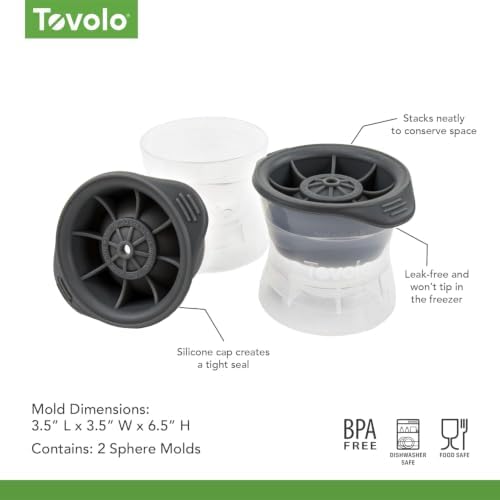 Tovolo Craft Ice Sphere Molds for Whiskey & Cocktails, Set of 2, Large