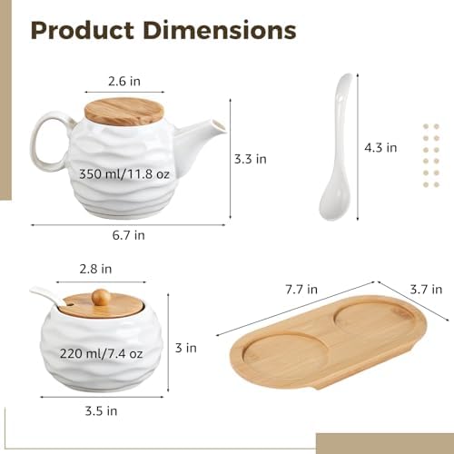 Ceramic Sugar and Creamer Set, Includes 11.8 oz Creamer Pitcher and