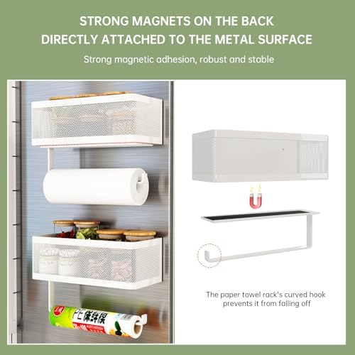 Large Black Magnetic Spice Rack with Paper Towel Holder