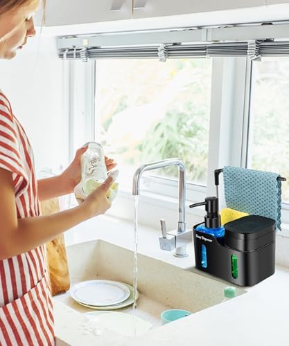 Hand and Dish Soap Dispenser Set, Black