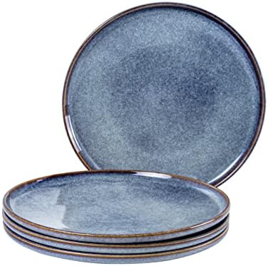 UNICASA 11 Inch Ceramic Dinner Plates Set of 4 – Large Blue Plates for