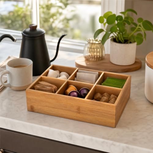 Dicunoy 2 Pack Bamboo Tea Bag Organizers, Wood Tea Bag Storage for
