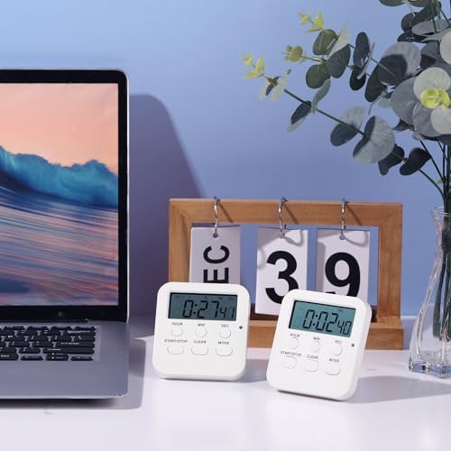 Weewooday 12 Pcs Digital Kitchen Timers, White