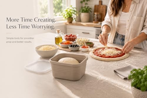 Pizza Dough Proofing Containers Set of 3, Collapsible 40 oz Dough Box
