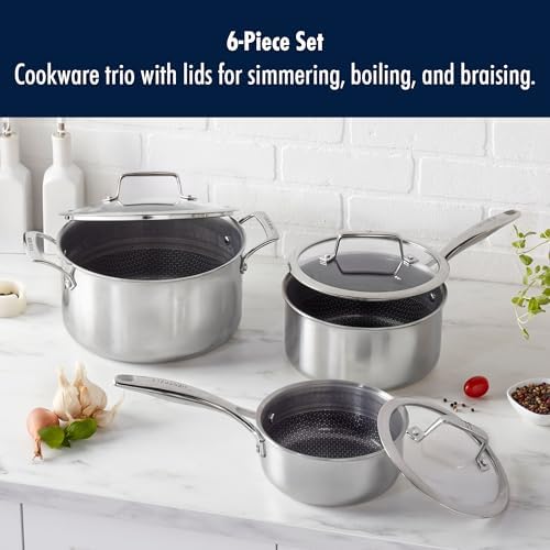 Henckels Paradigm Stainless Steel 6 pc Cookware Set, Tri-Ply Ceramic