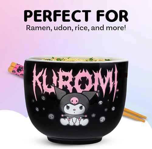 Silver Buffalo Sanrio Hello Kitty Kuromi, Ramen Bowl with Chopsticks