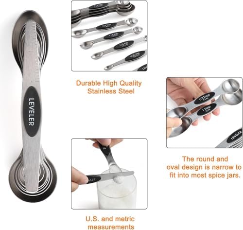 Measuring Cups and Spoons Set Stainless Steel Includes 7 Heavy Duty