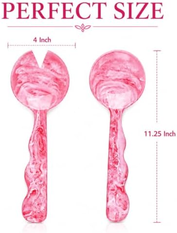 SS CRAFTS INDIA Resin Salad Servers & Serving Spoons, Pink Marbled