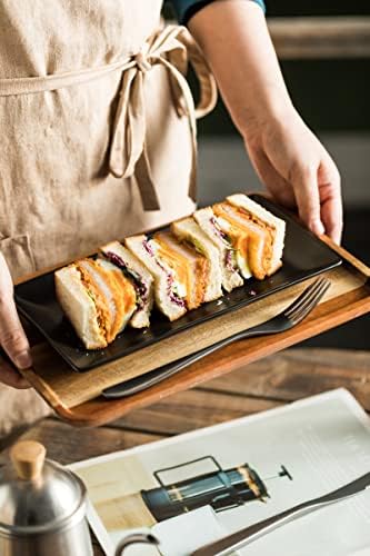 YHOSSEUN Ceramic Serving Platters Set of 4, 9.8 In Black Rectangular