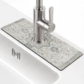 Boho Kitchen Sink Splash Guard Faucet Mat,Vintage Grey Modern