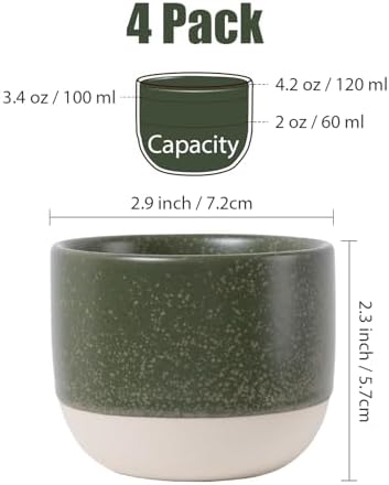 INGOFIN Ceramic Espresso Cup Set of 4-4.2 oz Espresso Cup for Coffee