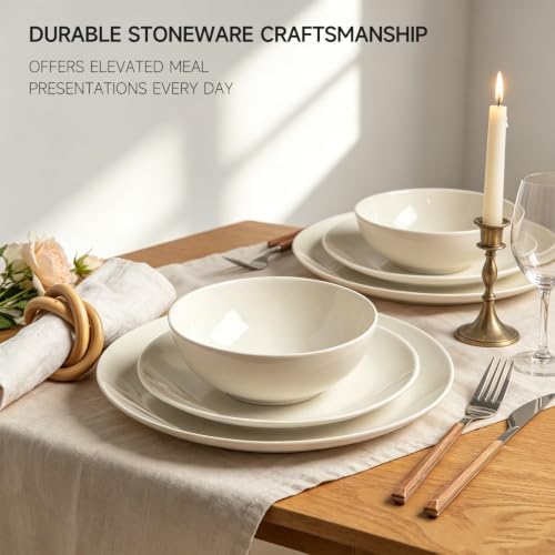 Dinnerware Sets for 4, 12 pcs Reactive Glaze Plates and Bowls Sets