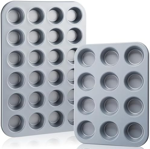 2 Set Mini Muffin Pans Carbon Steel Nonstick Bakeware for Oven Mini