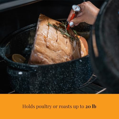 Granite Ware 19 inch oval roaster with Lid, V Rack included