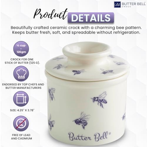 Butter Bell Crock by L. Tremain French Ceramic Butter Keeper, Honey