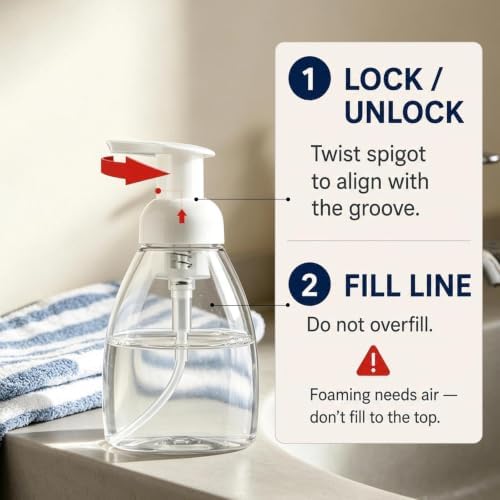 3 Pack 8 Oz Foaming Soap Dispenser BPA Free Refillable Plastic Pump