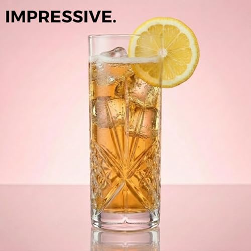 Collins Drinking Glasses, Tall Highball Glasses, Set of 4, Dublin