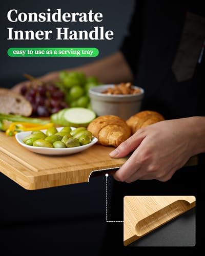 Kitsure Bamboo Cutting Board for Kitchen, Large, Natural