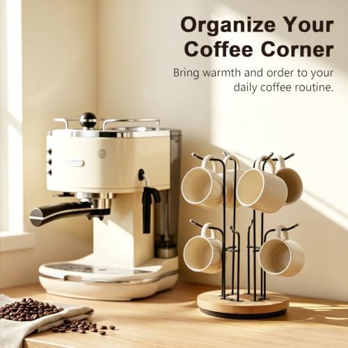 360° Rotating Mug Tree, Large Cup Mug Holder with 8 Hooks