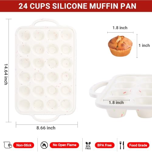 Silicone Mini Muffin Pans for Baking 24 Cup with Steel Frame