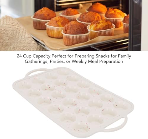 Silicone Mini Muffin Pan Nonstick 24 Cups, Baking Cupcake Tray with