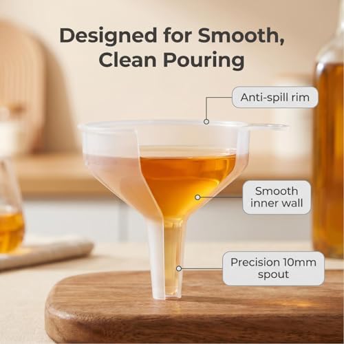 Small Funnels, 5 Pack for Filling Small Bottles, 10mm Spout