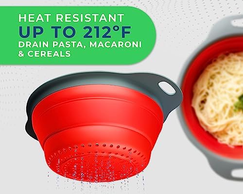 Comfify Red Collapsible Silicone Strainer Set of 2 – 1.25" Flat