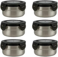 [6 Pack 4 Oz Small Condiment & Dip Containers with Leakproof Lids, Reusable Stainless Steel Bento Box Sauce Cups for Lunches, Picnics & Kitchen Storage (6pcs)