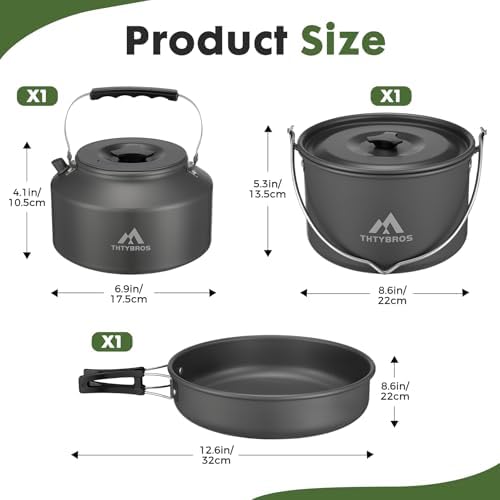 THTYBROS 43-Piece Camping Cookware Set,Large Mess Kit for 6