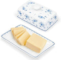 fanquare Porcelain Butter Dish with Lid, Classic Ceramic Butter Keeper