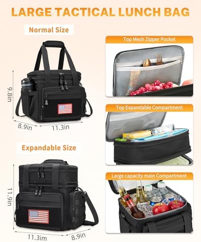 Gafetrey Tactical Lunch Box for Men - Large Lunch Bag Double Deck