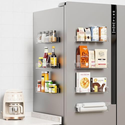 4 Pack Acrylic Magnetic Spice Racks, Clear
