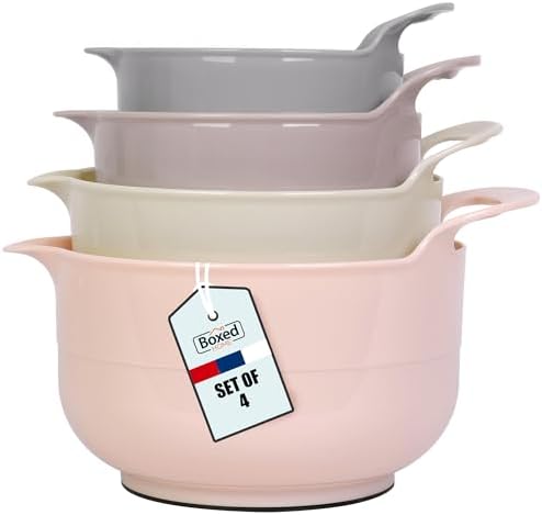 BoxedHome Nesting Plastic Mixing Bowl Set with Pour Spouts and Handles