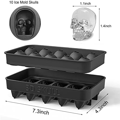 Ice Cube Trays,Silicone Ice Cube Mold Maker with Lid,Skull Head Style