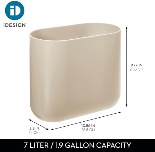 iDesign Small Slim Plastic Bathroom Trash Can, 2-Pack