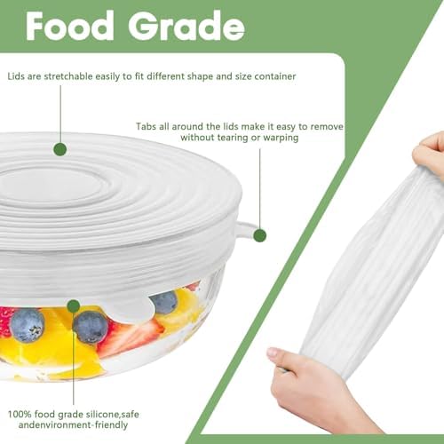 Reusable Silicone Stretch Lids, 7-Piece Elastic Bowl Covers