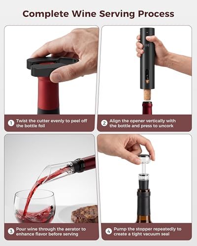 Rechargeable 5-in-1 Electric Wine Opener Set, Cordless Automatic Wine