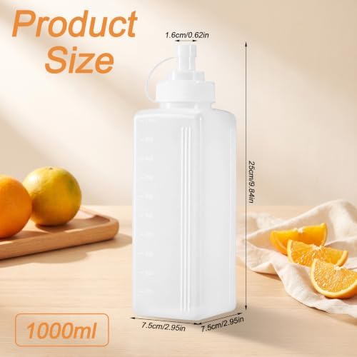 SHENLIU Wide Mouth Squeeze Bottle,33oz Salad Dressing Dispenser