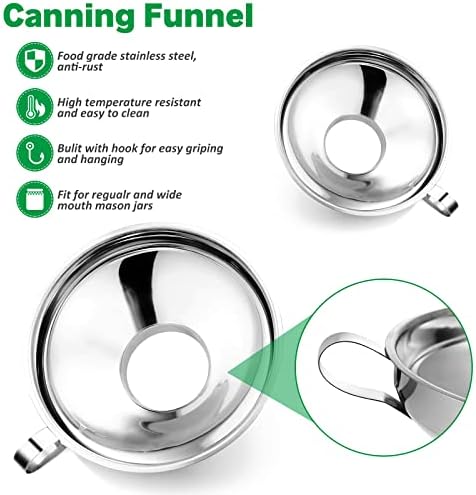 Canning Funnel with Strainer, Food Grade Funnel for Kitchen Use, Metal
